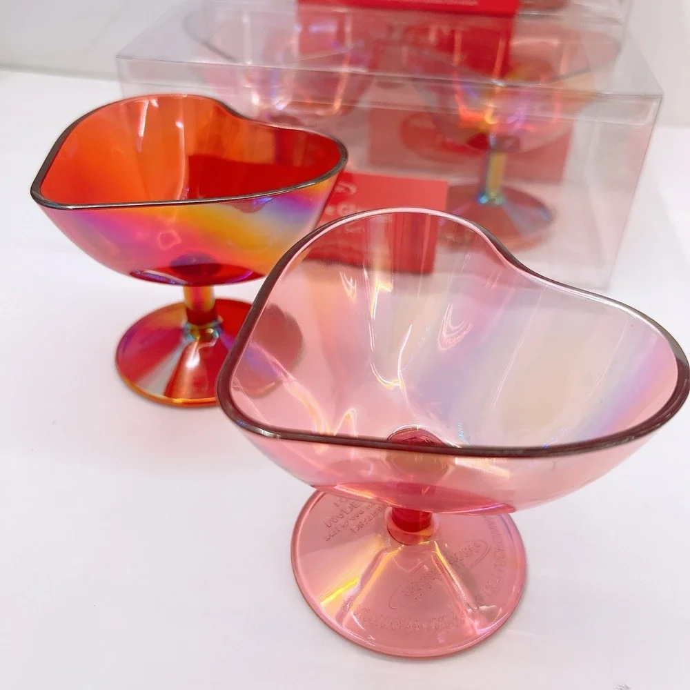 Heart‎ COUPE Champagne Glasses Plastic Pink & Red Set Of 8 pcs. Girls Party NEW!